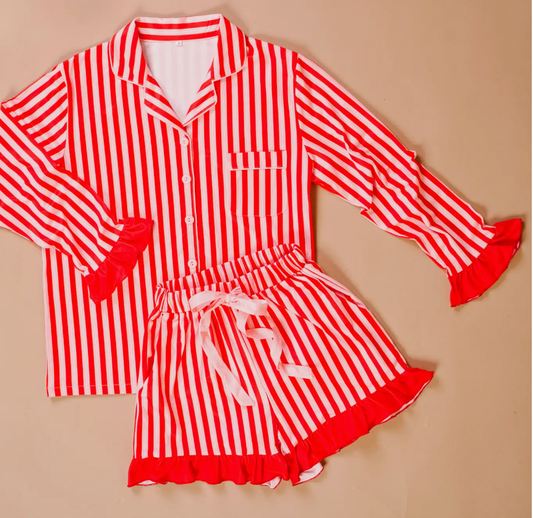 Candy Cane Striped PJ's Shorts