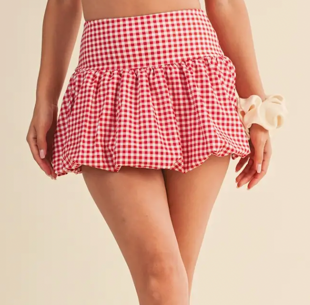 Red Gingham Bubble Skirt