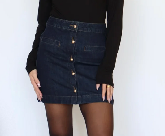 Dark Denim Studded Mini Skirt