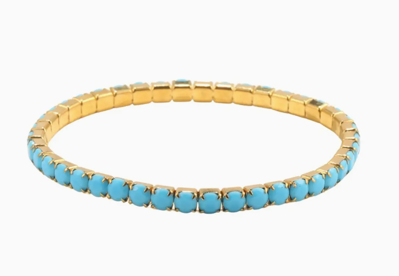 Stretchy Turquoise Tennis Bracelet - Large