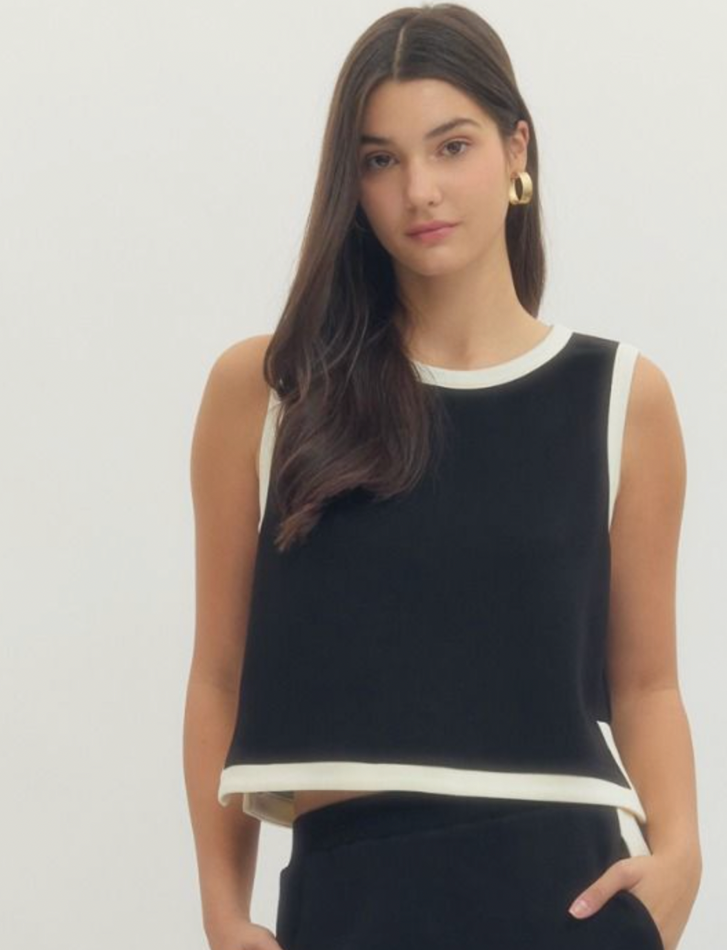 Black Striped Cream Top