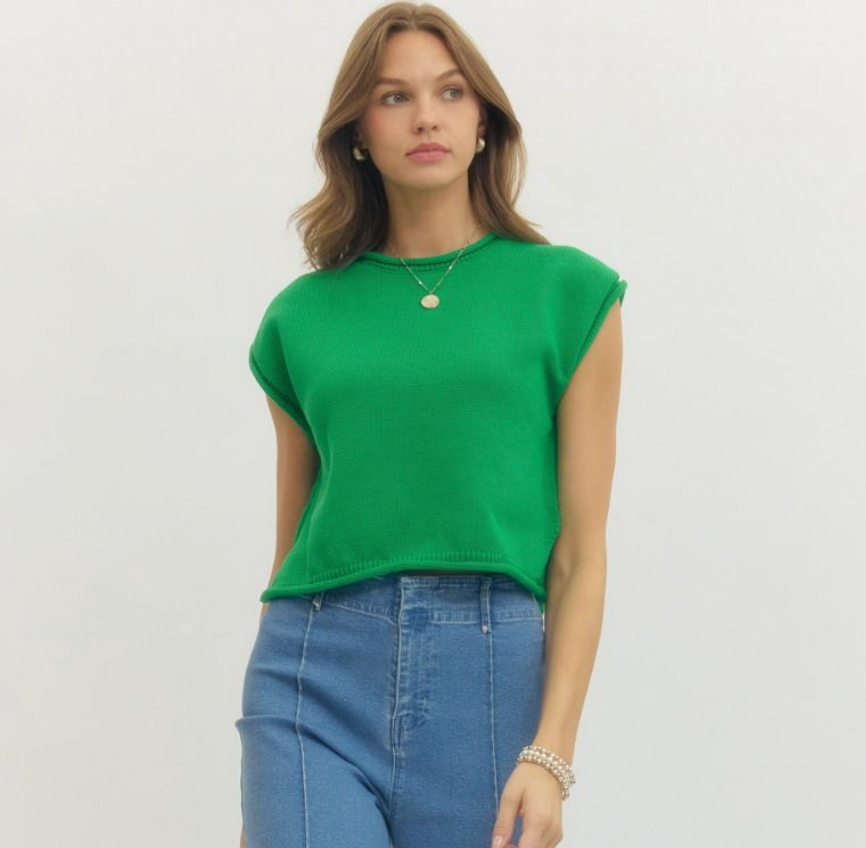 Short Sleeve Kelly Green Entro Sweater