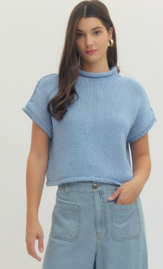 Short Sleeve Light Blue Entro Sweater