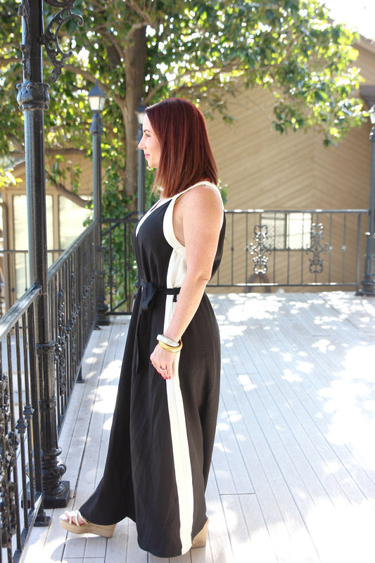 Cream/Black Long Dress