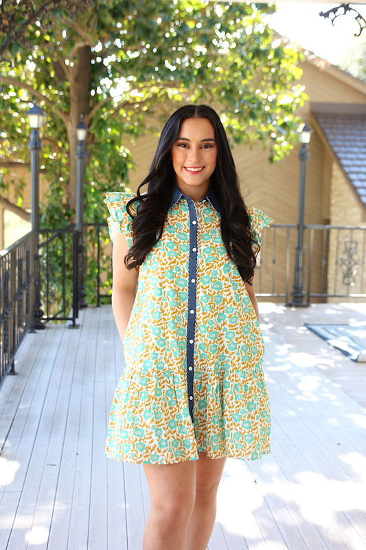 Mint Floral Dress