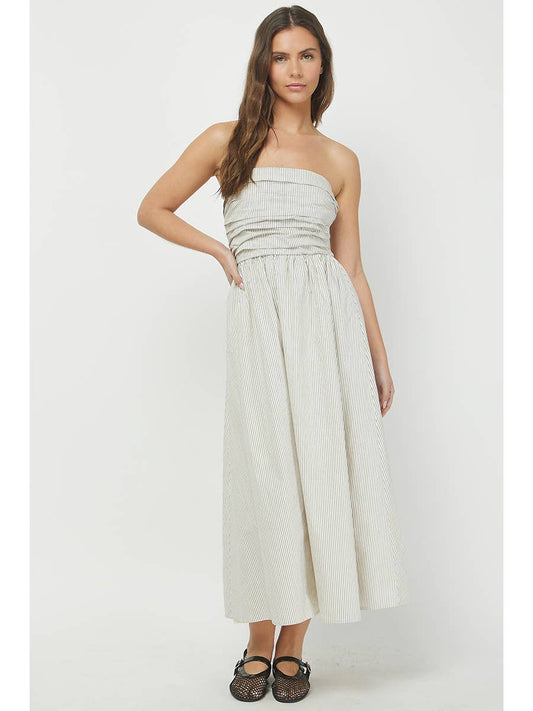 Taupe Tube Striped Maxi