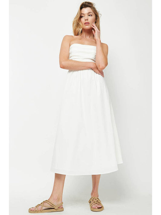 Off White Tube Cotton Maxi Dress