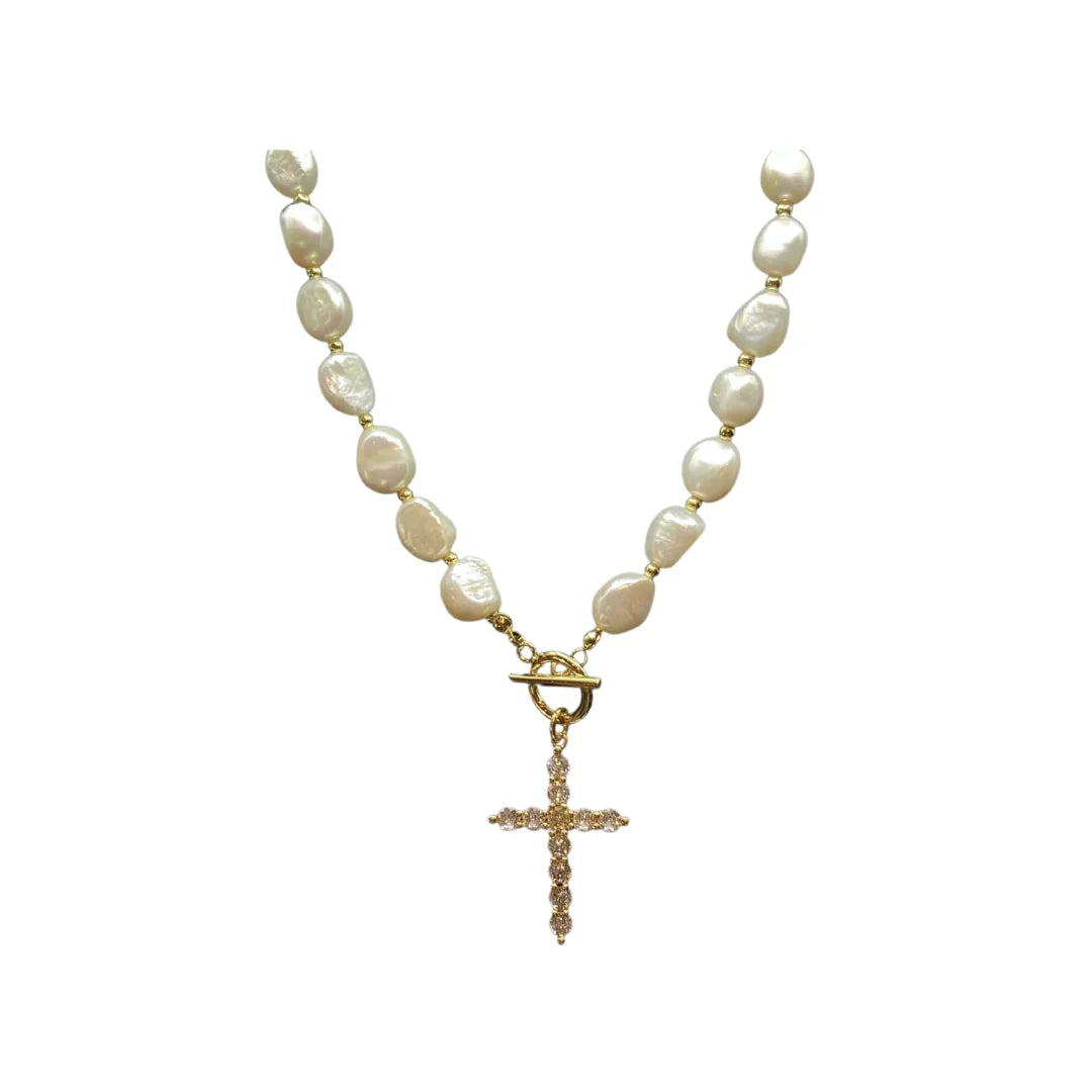 AC Bezel Cross Necklace