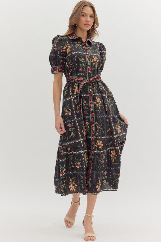Long Black Floral Dress