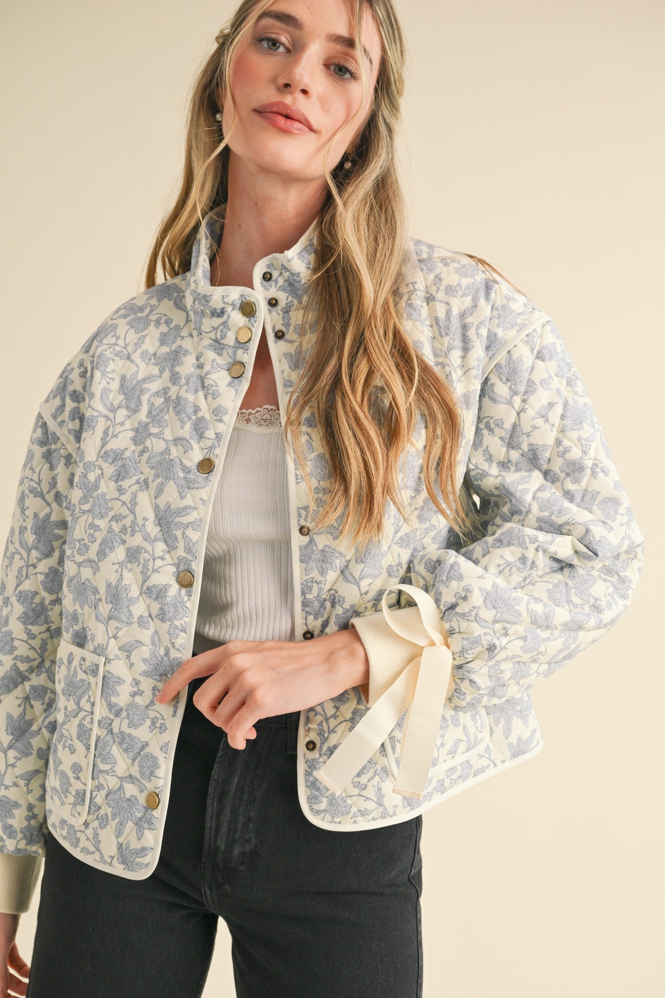 Ivory Blue Floral Jacket