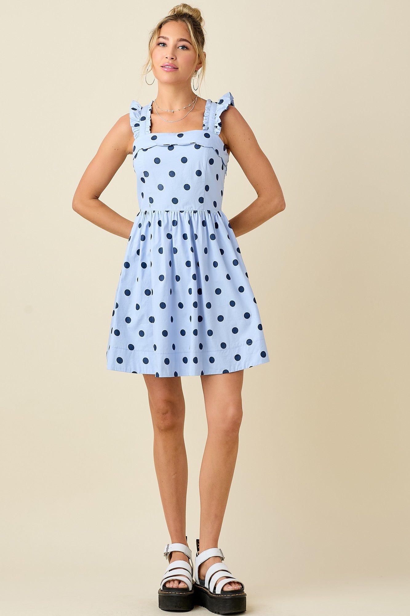 Blue polka dot dress