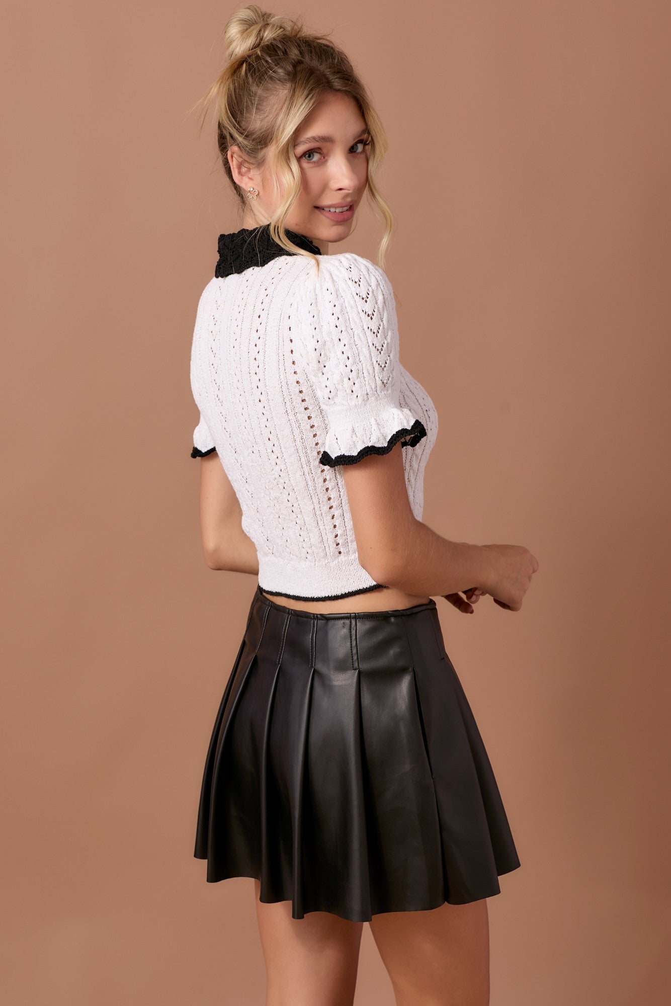 BP Pleated Faux leather Skort