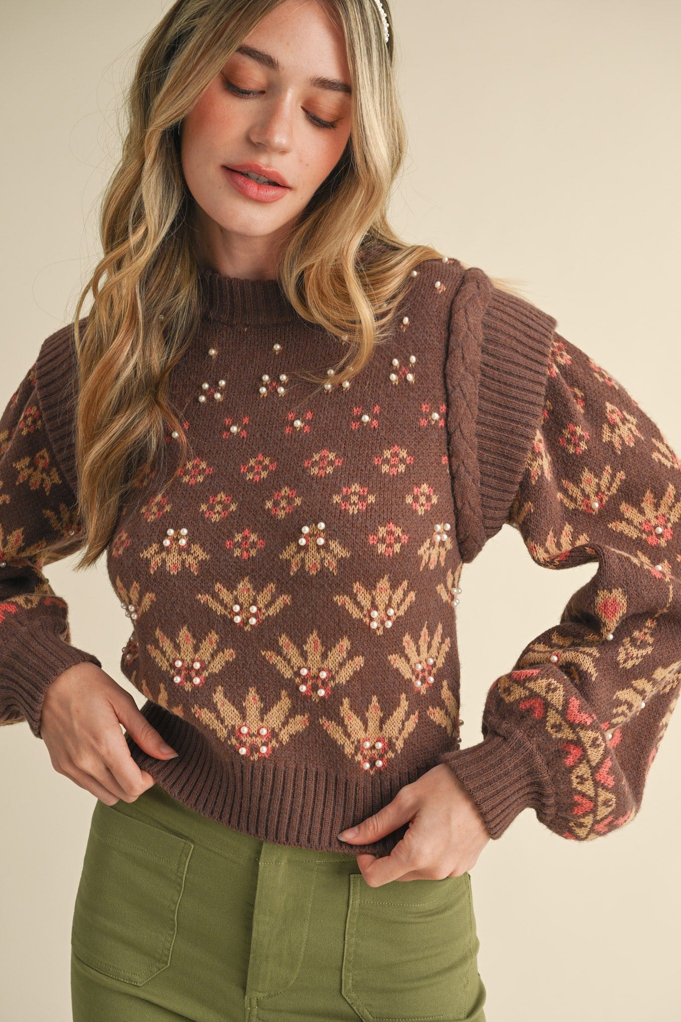 Brown Pearl Sweater