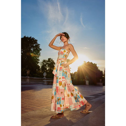 Moroccan Spring Strapless Maxi Dress