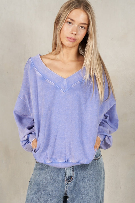 Periwinkle V-neck sweatshirt