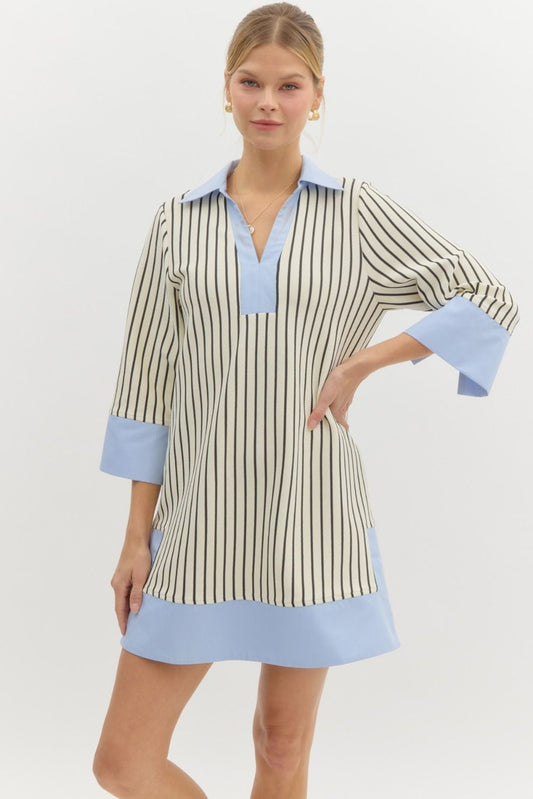 Blue Collar Stripe Dress