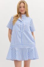 Striped Drop Waist Blouse Dress
