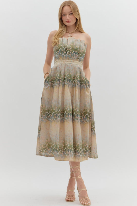 Floral Strapless Dress