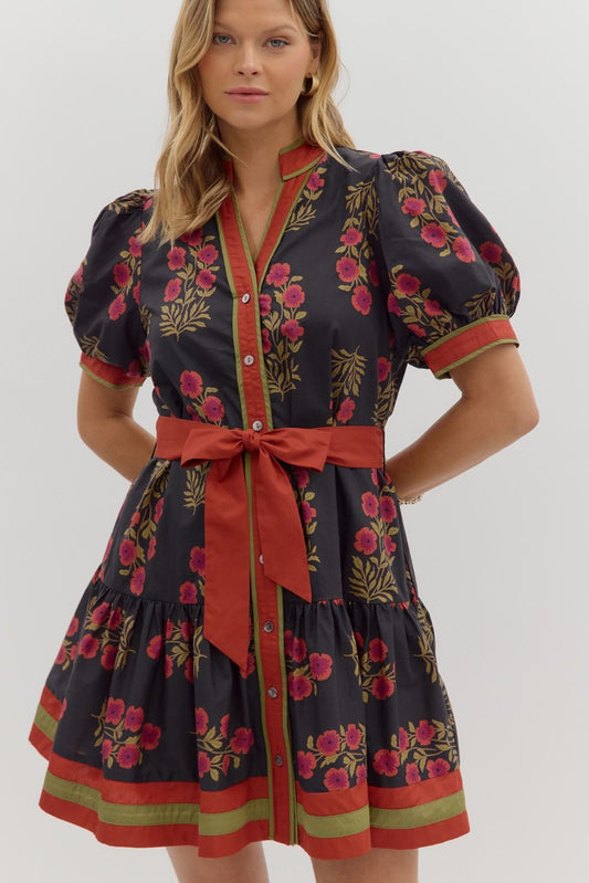 Black Floral Mini Dress