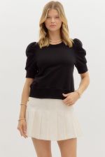 Black Puff Sleeve Top