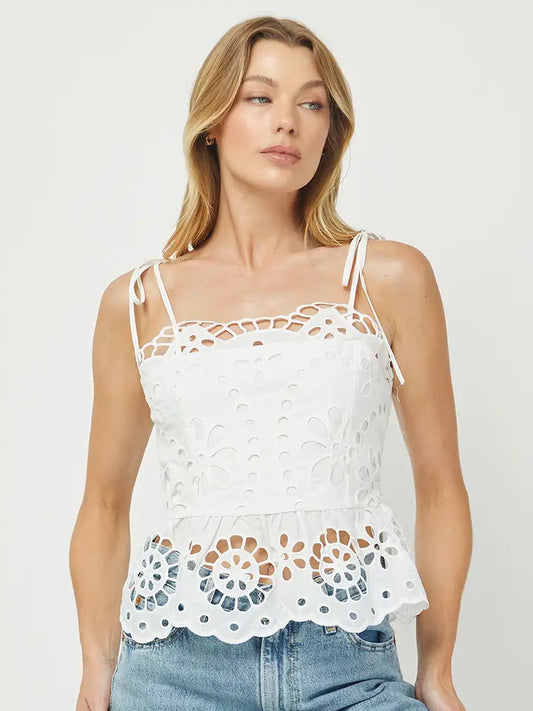 White Sleeveless Lace Top