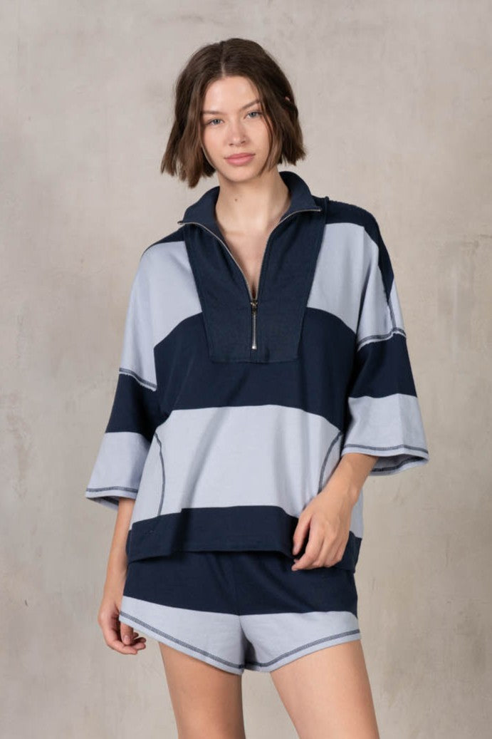 Navy and Light Blue Short Set