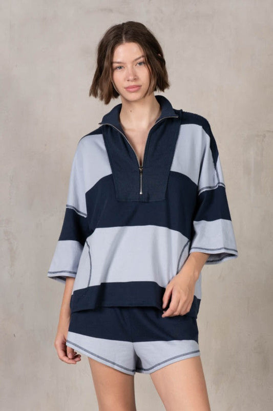 Navy and Light Blue Short Set