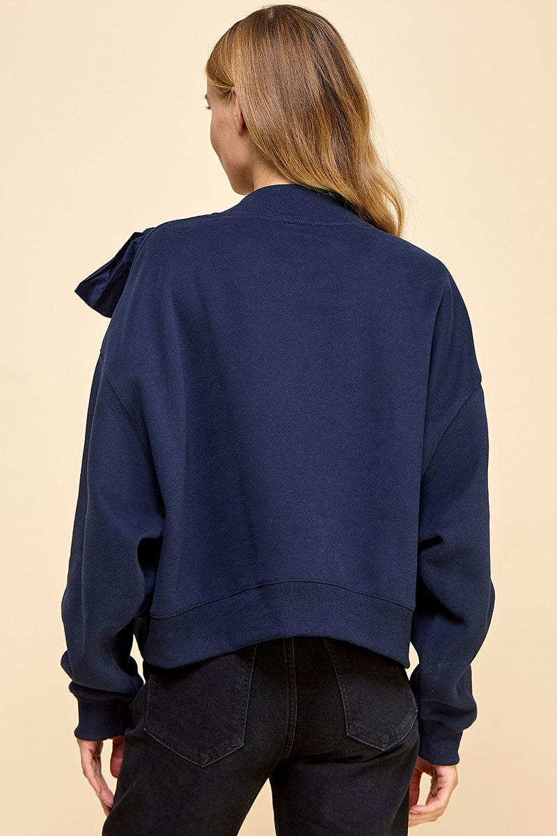 navy bow sweatshirt