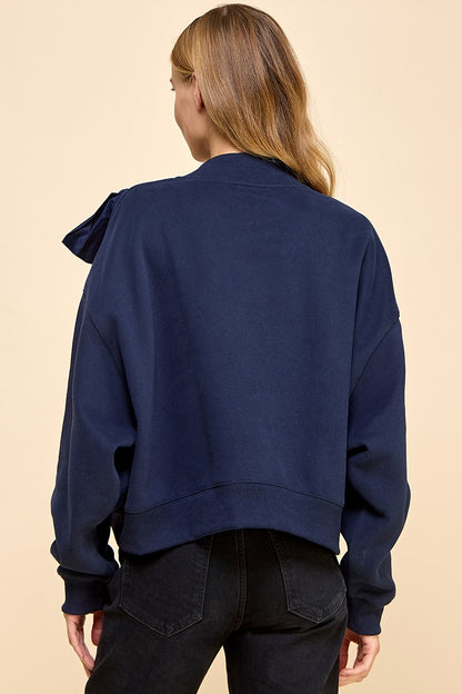 navy bow sweatshirt