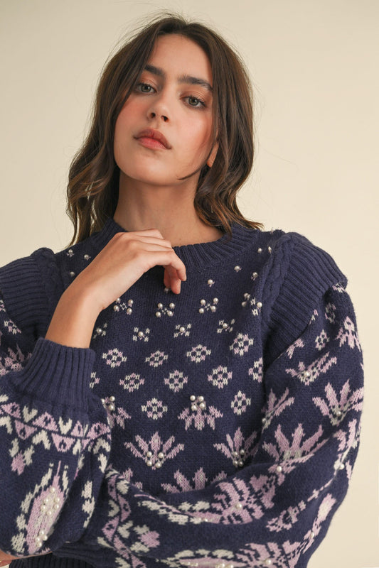 Navy Pearl Sweater