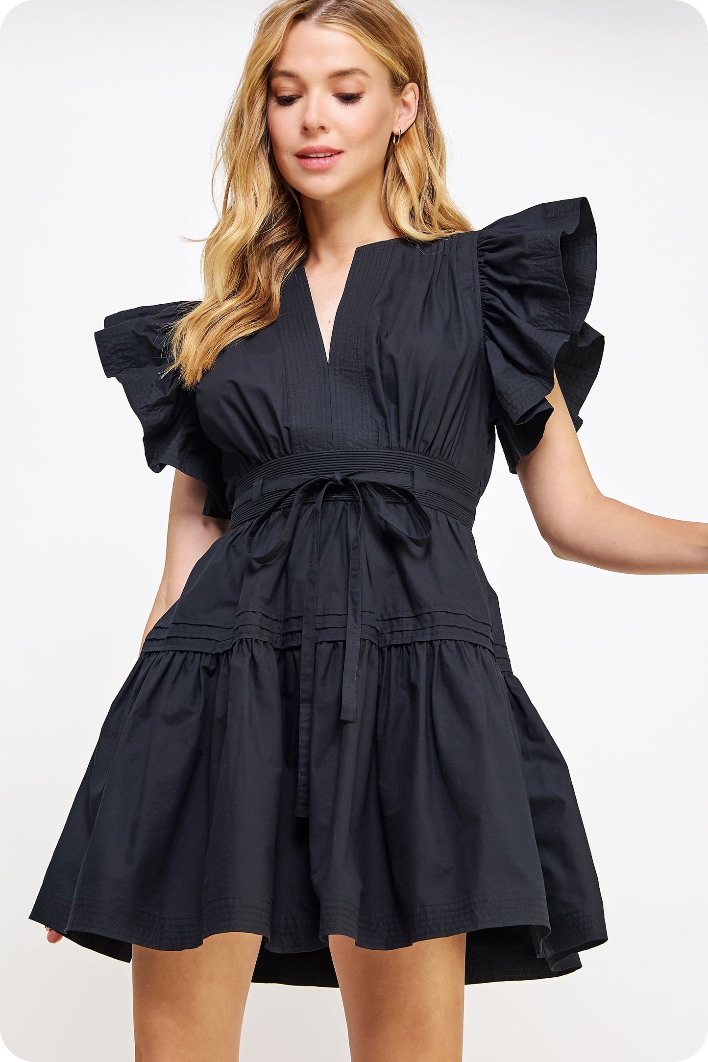 SB flutter sleeve poplin dress