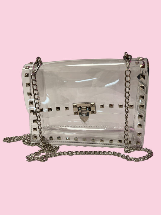 Silver Studded Clear Purse
