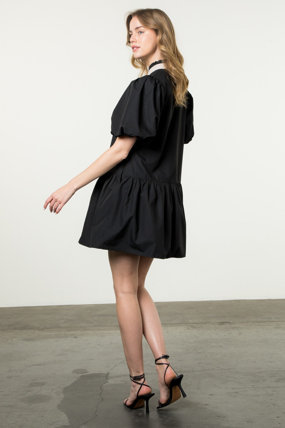 Black puff sleeve dress