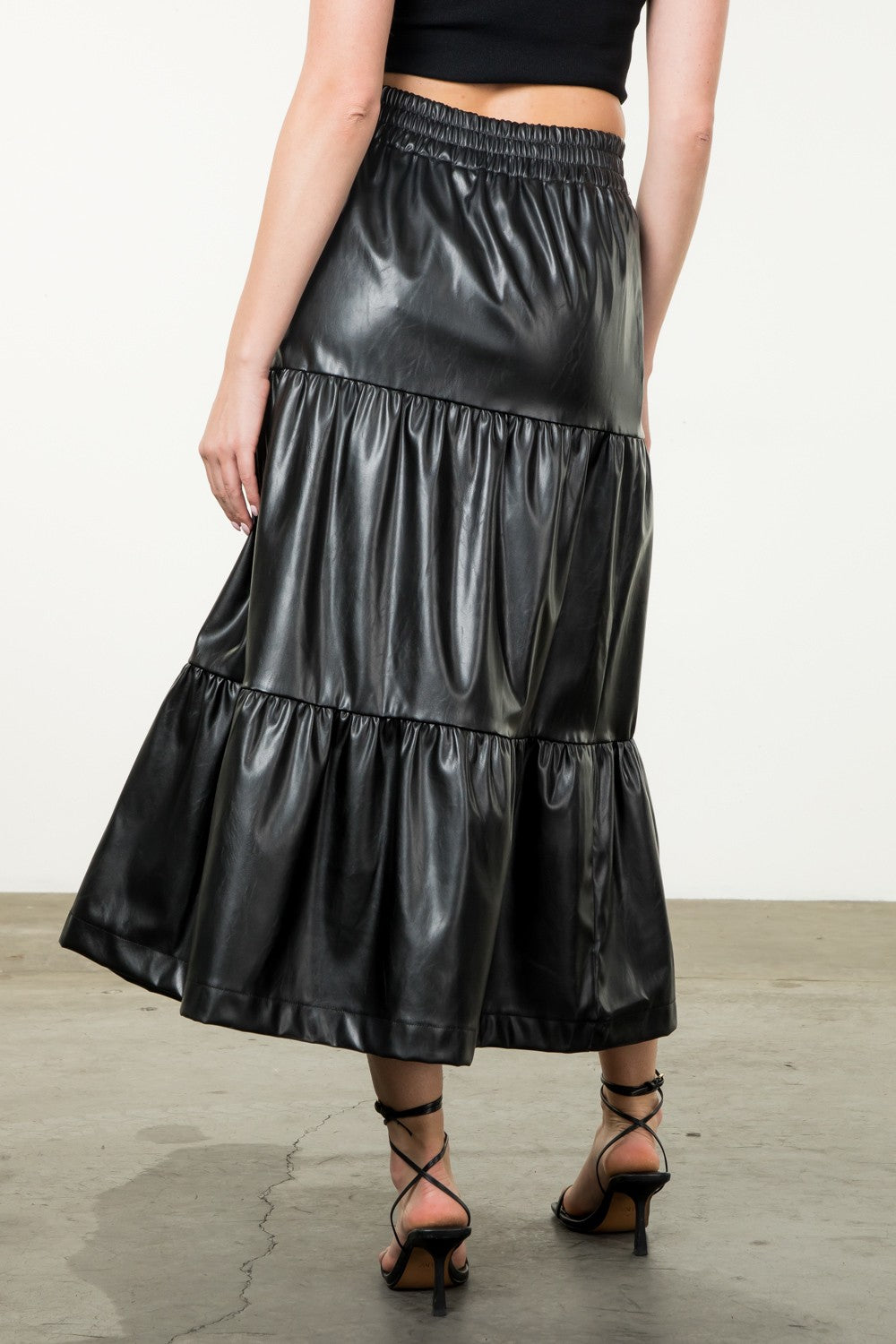 tiered leather skirt