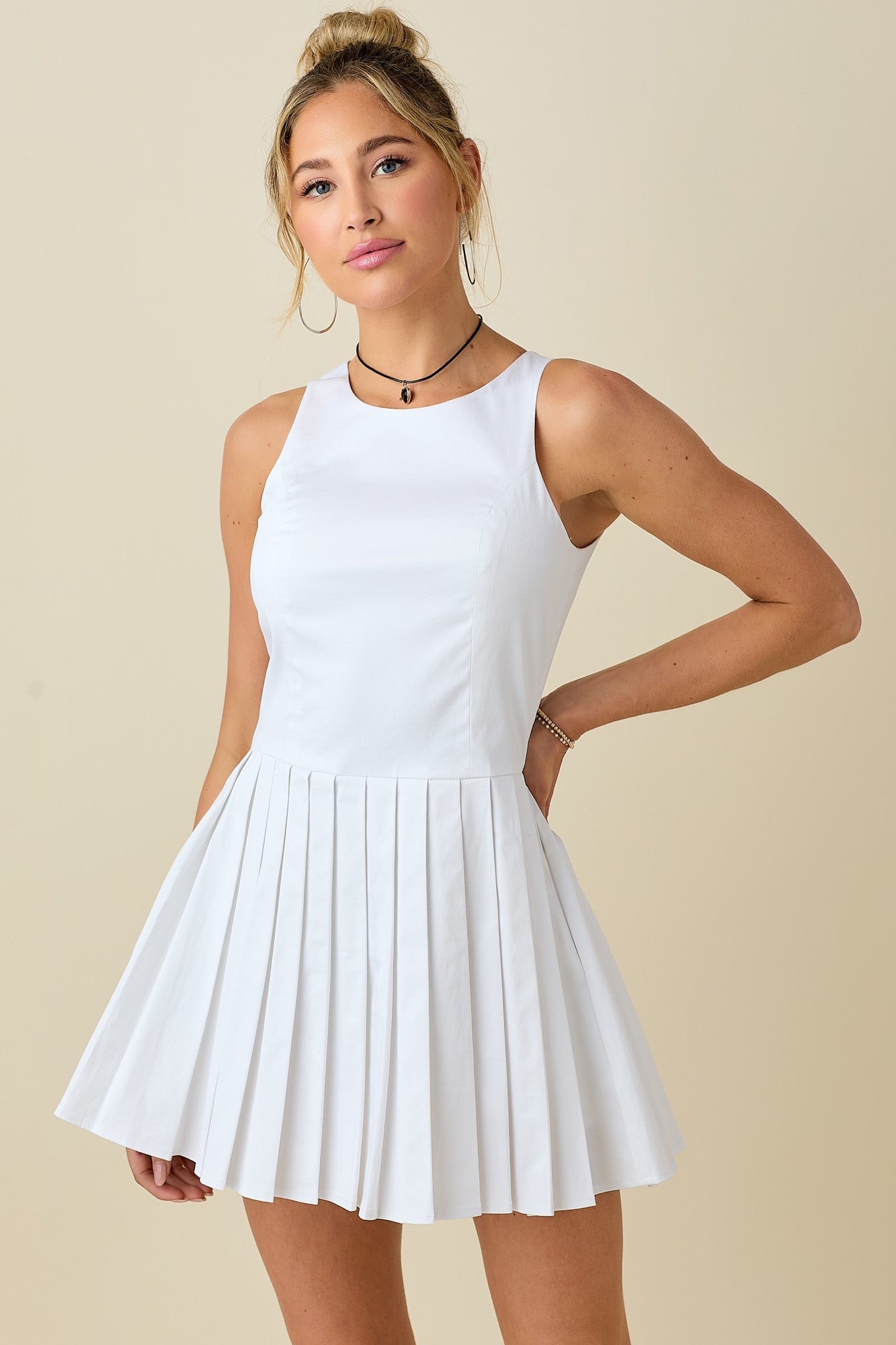 Pleated skort/romper white